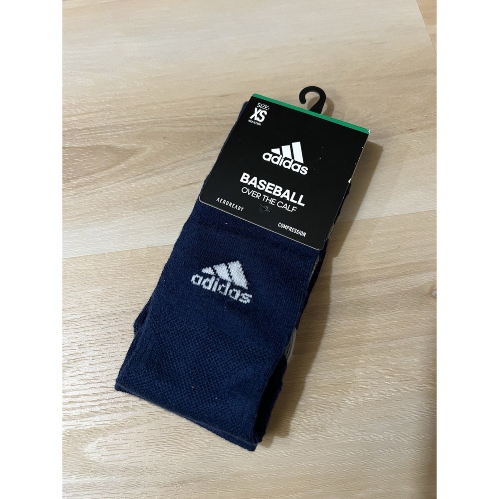 ADIDAS‎ Kids Baseball Over The Calf Compression Navy Blue Socks Size XS Youth
